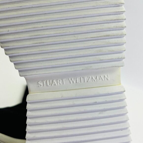 Stuart Weitzman Margo Bootie Size 7 Suede Sock Sneaker Platform Sole Black White - Picture 9 of 11